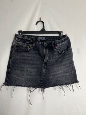 Abercrombie & Fitch Black Washed Distressed Denim Mini Skirt